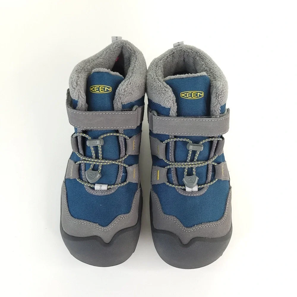 KEEN Targhee Mid Hiking Boots Youth 4‎ Blue Gray Waterproof Outdoor Play Walking